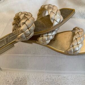 Dolce Vita Braided Double-Strap Sandals in Metallic Gold